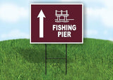 FISHING PIER STRAIGHT ARROW BROWN Yard Sign with Stand LAWN SIGN