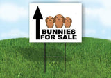 BUNNIES FOR SALE STRAIGHT ARROW BLACK Yard Sign with Stand LAWN SIGN