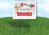 BRANDI HAPPY BIRTHDAY BALLOONS 18 in x 24 in Yard Sign Road Sign with Stand