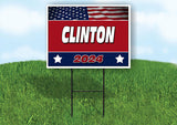 CLINTON FLAG RED 2024 18inx24in Yard Road Sign w/ Stand