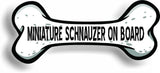Dog on Board Miniature Schnauzer Bone Car Magnet Bumper Sticker 3"x7"