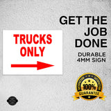 TRUCKS ONLY RIGHT arrow red Yard Sign with Stand LAWN SIGN