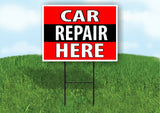 CAR REPAIR HERE BLACK STRIPE Plastic Yard Sign ROAD SIGN with Stand