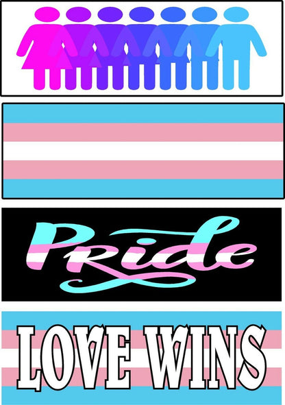 Set of 4  magnetic bumper stickers magnets transgender FLAG PRIDE LOVE WINS