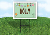 MOLLY WELCOME BABY GREEN  18 in x 24 in Yard Sign Road Sign with Stand