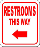 RESTROOMS THIS WAY DIRECTIONAL RED 8 Arrow Variations Aluminum composite sign