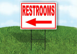 RESTROOMS LEFT arrow red Yard Sign Road with Stand LAWN SIGN Single sided