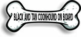 Dog on Board Black And Tan Coonhound Bone Car Magnet Bumper Sticker 3"x7"