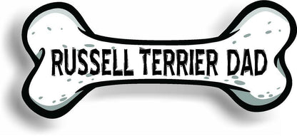 Dog Dad Russell Terrier Bone Car Magnet Bumper Sticker 3"x7"