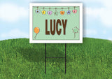 LUCY WELCOME BABY GREEN  18 in x 24 in Yard Sign Road Sign with Stand