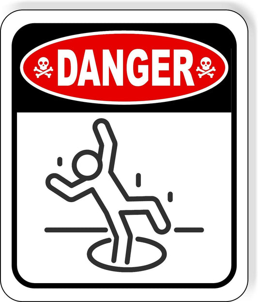DANGER FALLING HAZARD OPEN FLOOR Metal Aluminum composite sign
