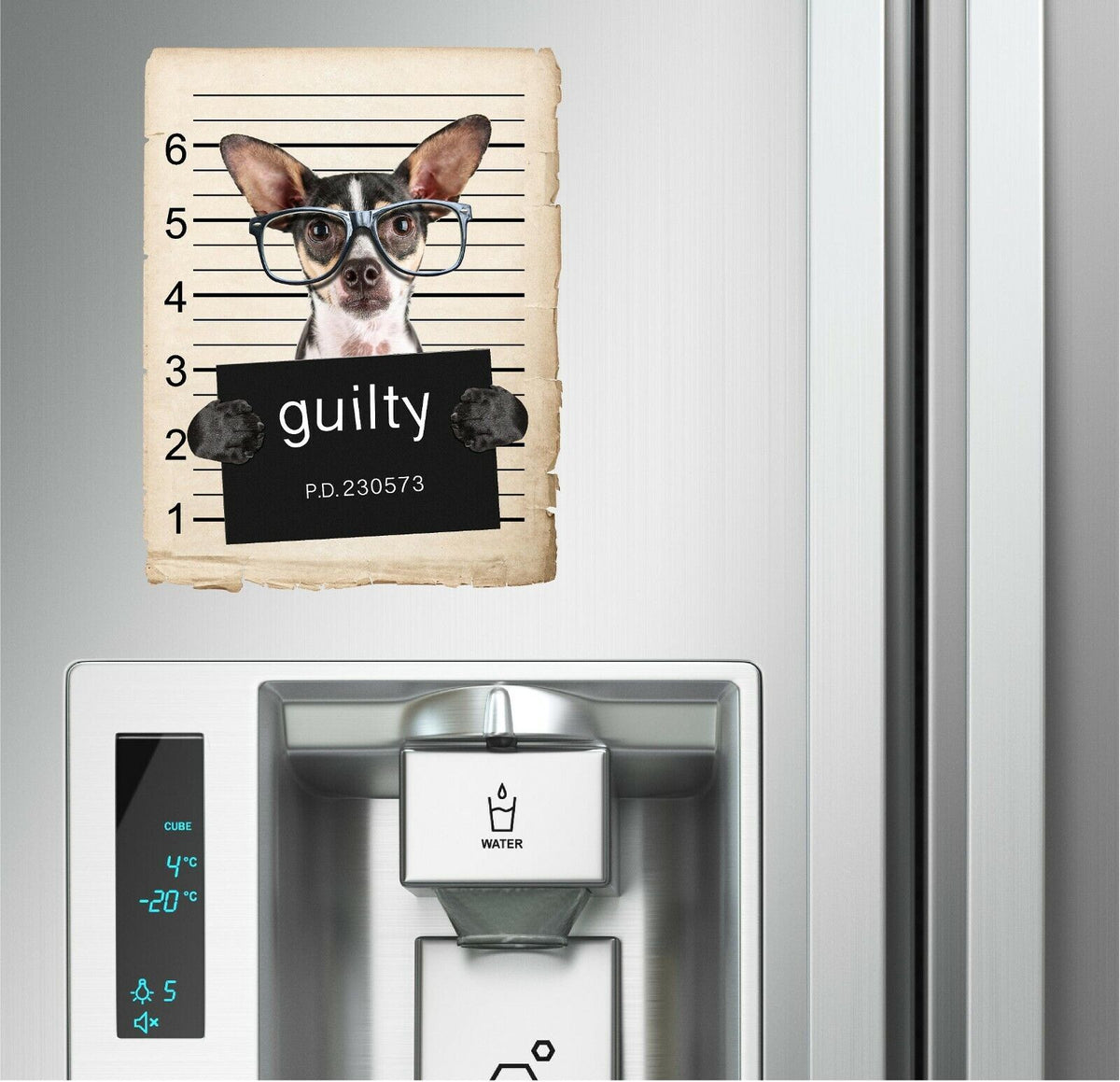 Chihuahua with Glasses Mugshot Bad Dog Fridge refrigerator Car Magnet