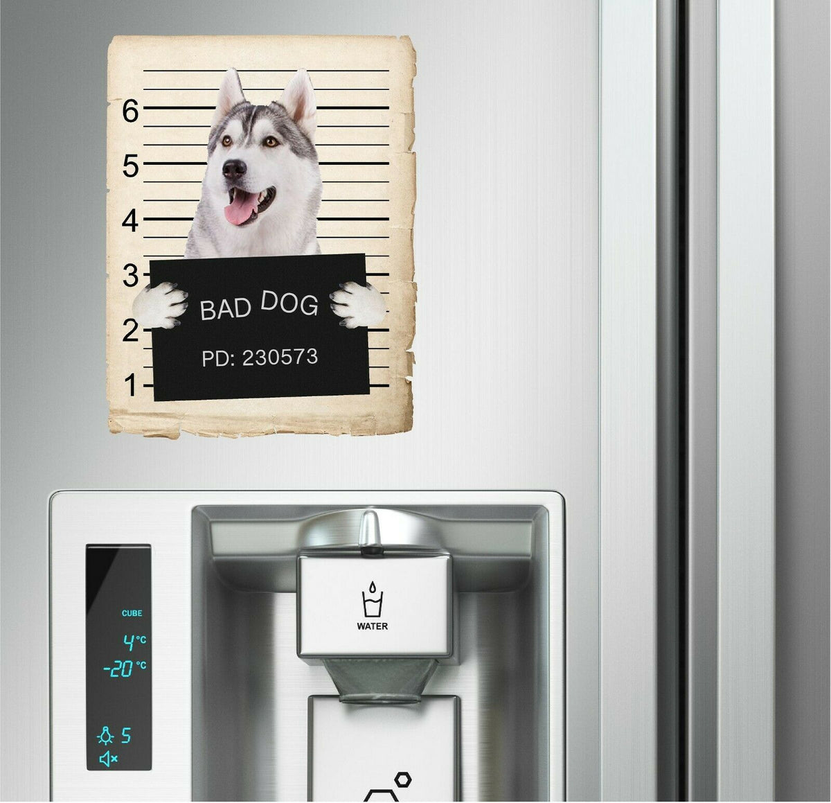 Siberian Huskey Mugshot Bad Dog Fridge refrigerator Car Magnet