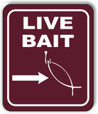 Hook and fish LIVE BAIT DIRECTIONAL RIGHT ARROW CAMPING Aluminum composite sign