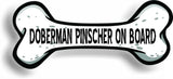 Dog on Board Doberman Pinscher Bone Car Magnet Bumper Sticker 3"x7"