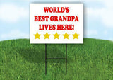WORLDS BEST GRANDPA LIVES HERE Plastic Yard Sign ROAD SIGN with Stand