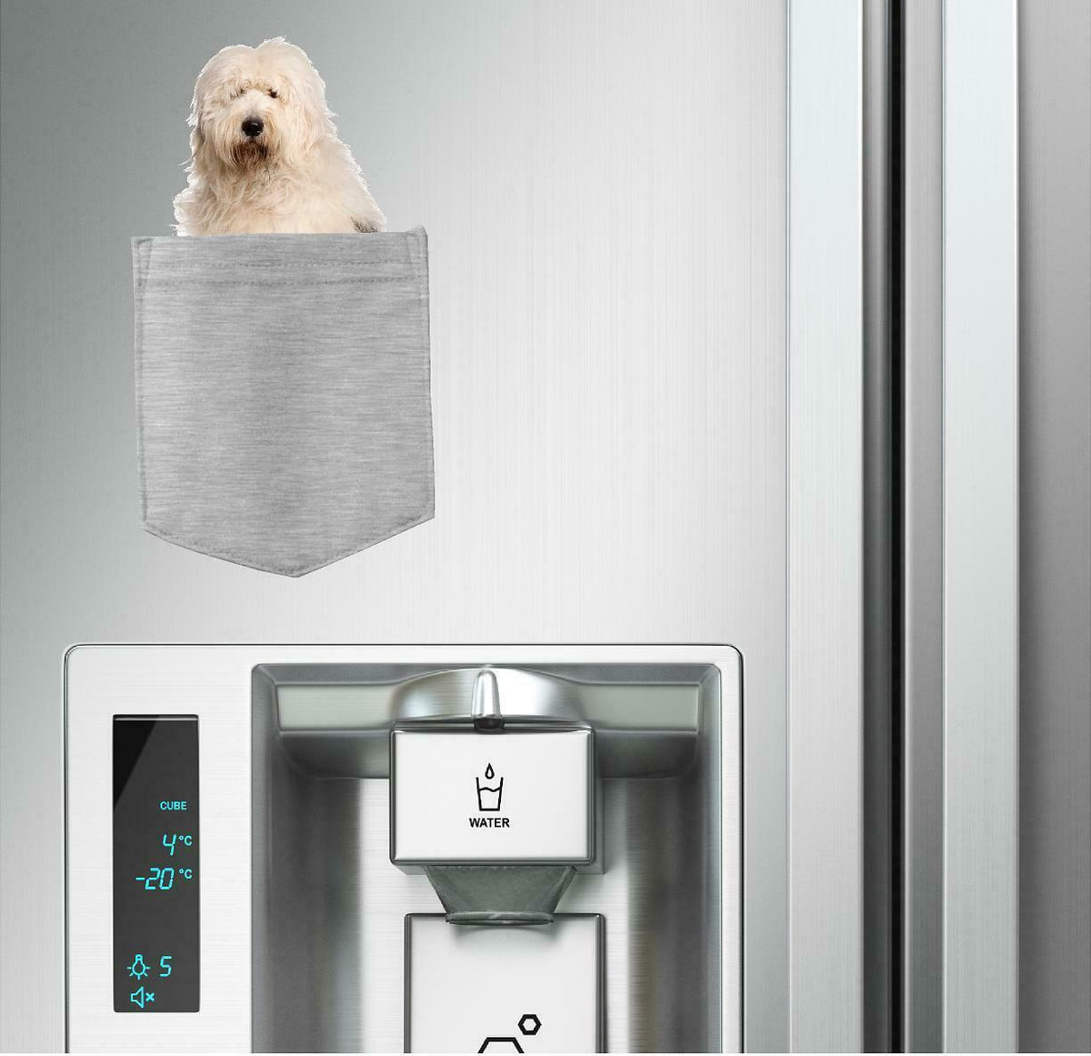 Old English Sheepdog in pocket Fridge Car Magnet Bumper Sticker App size 4"x7"