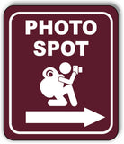 PHOTO SPOT SELFIE Hiking Right Arrow Camping Metal Aluminum Composite Sign