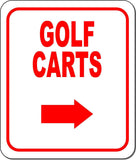 GOLF CARTS RED 8 Arrow Variations Metal Aluminum composite sign