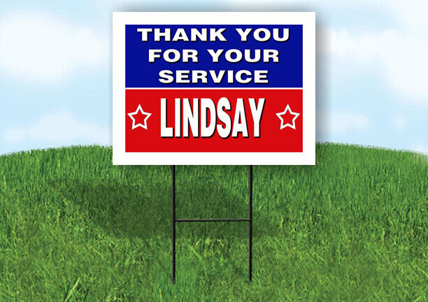 LINDSAY THANK YOU SERVICE 18 in x 24 in Yard Sign Road Sign with Stand