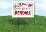 KENDALL HAPPY BIRTHDAY BALLOONS 18 in x 24 in Yard Sign Road Sign with Stand