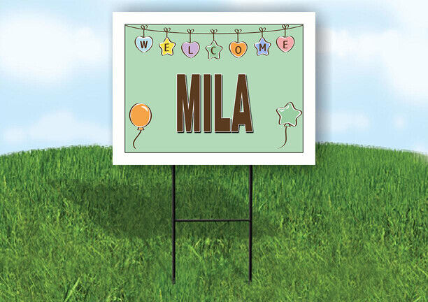 MILA WELCOME BABY GREEN  18 in x 24 in Yard Sign Road Sign with Stand