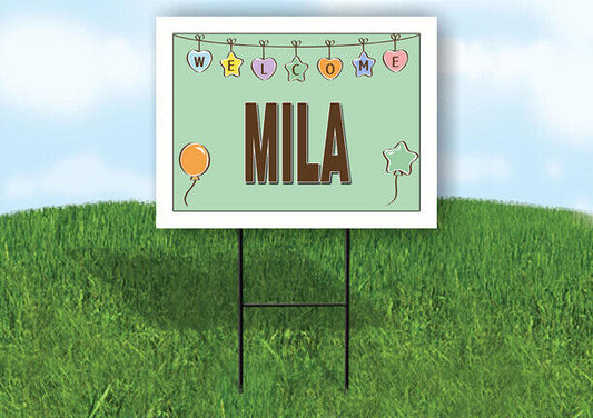MILA WELCOME BABY GREEN  18 in x 24 in Yard Sign Road Sign with Stand