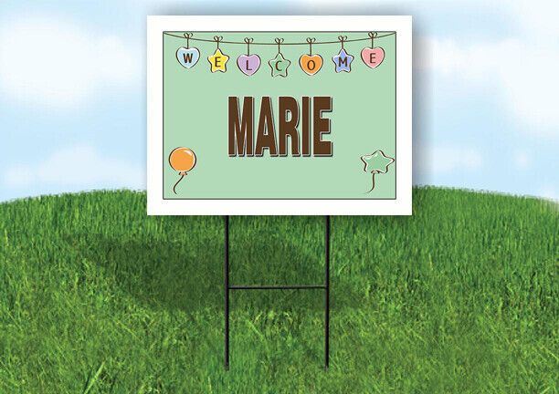 MARIE WELCOME BABY GREEN  18 in x 24 in Yard Sign Road Sign with Stand