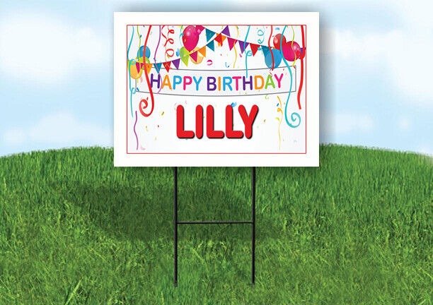 LILLY HAPPY BIRTHDAY BALLOONS 18 in x 24 in Yard Sign Road Sign with Stand