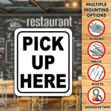 PICK UP HERE BLACK Metal Aluminum composite sign