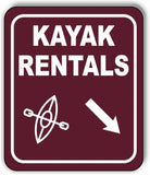 KAYAK RENTALS DIRECTIONAL 45 DEGREES DOWN RIGHT ARROW Aluminum composite sign