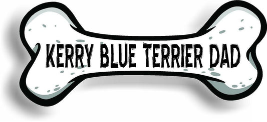 Dog Dad Kerry Blue Terrier Bone Car Magnet Bumper Sticker 3"x7"