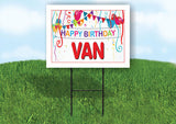 VAN HAPPY BIRTHDAY BALLOONS 18 in x 24 in Yard Sign Road Sign with Stand