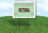 VICTORIA WELCOME BABY GREEN  18 in x 24 in Yard Sign Road Sign with Stand