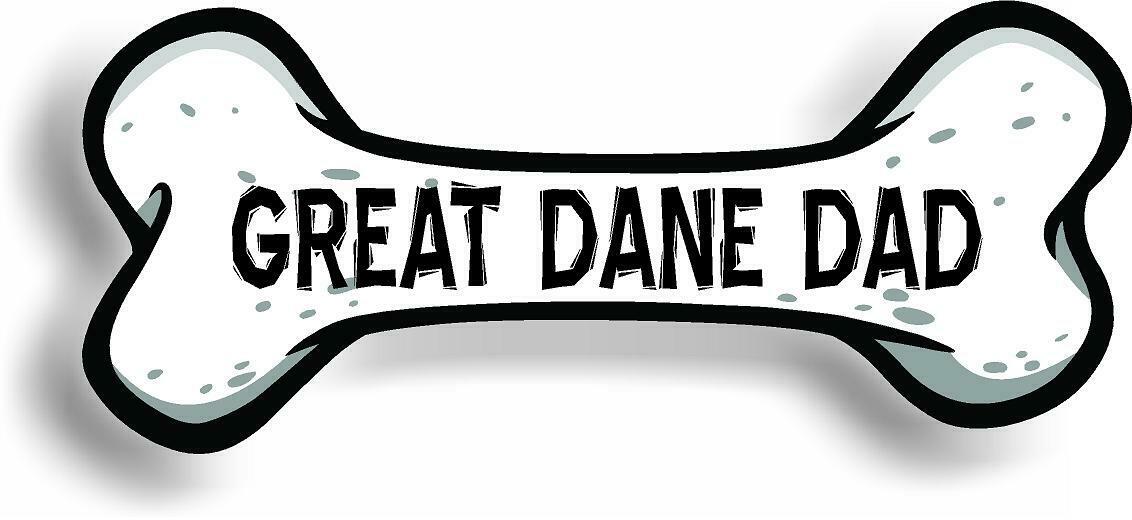 Dog Dad Great Dane Bone Car Magnet Bumper Sticker 3"x7"