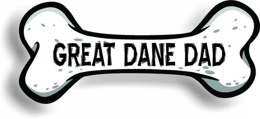 Dog Dad Great Dane Bone Car Magnet Bumper Sticker 3"x7"