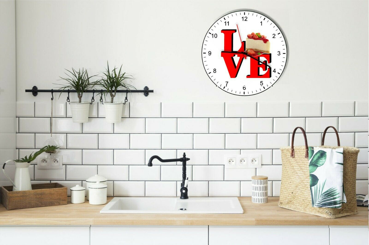 I Love Cheesecake Love Park Funny Kitchen Living room Wall Clock