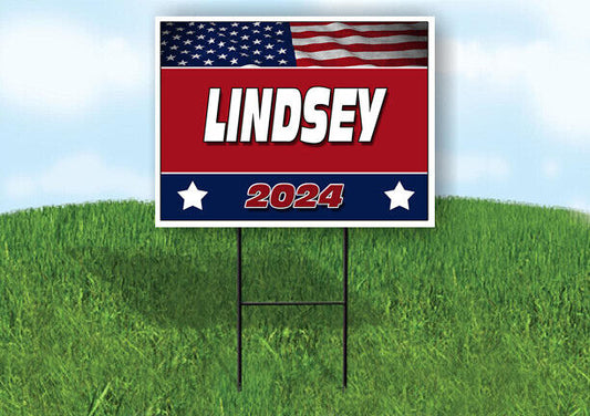 LINDSEY FLAG RED 2024 18inx24in Yard Road Sign w/ Stand