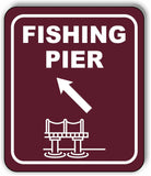 FISHING PIER DIRECTIONAL 45 DEGREES UP LEFT ARROW Metal Aluminum composite sign
