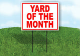 YARD OF THE MONTH RED Yard Sign Road with Stand LAWN SIGN