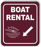 BOAT RENTAL DIRECTIONAL 45 DEGREES DOWN LEFT ARROW Metal Aluminum composite sign