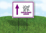 COUPLES DANCE LESSONS PURPLE ARROW STRAIGHT Yard Sign with Stand LAWN SIGN