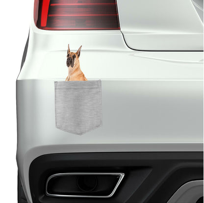 Great Dane Dog in pocket Fridge Car Magnet Bumper Sticker App size 4"x7"