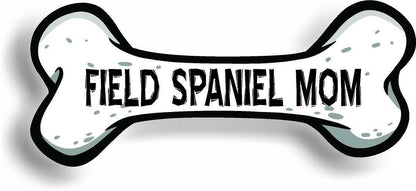 Dog Mom Field Spaniel Bone Car Magnet Bumper Sticker 3"x7"