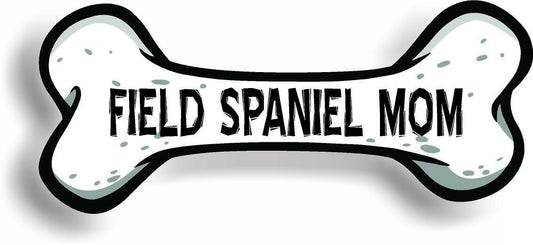 Dog Mom Field Spaniel Bone Car Magnet Bumper Sticker 3"x7"