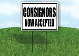CONSIGNORS NOW ACCEPTED BLACK BORDER Yard Sign Road with Stand LAWN SIGN