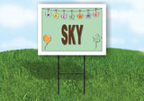SKY WELCOME BABY GREEN  18 in x 24 in Yard Sign Road Sign with Stand