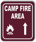 CAMPFIRE AREA DIRECTIONAL ARROW TRAIL 8 Variations Metal Aluminum composite sign