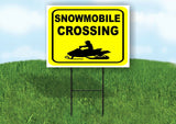SNOWMOBILE CROSSING YELLOW Yard Sign with Stand LAWN SIGN
