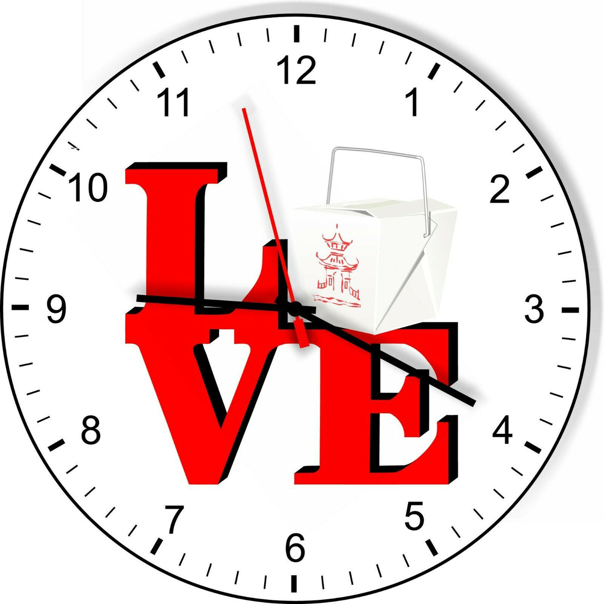 I Love Chinese Food Love Park Funny Kitchen Living room Wall Clock